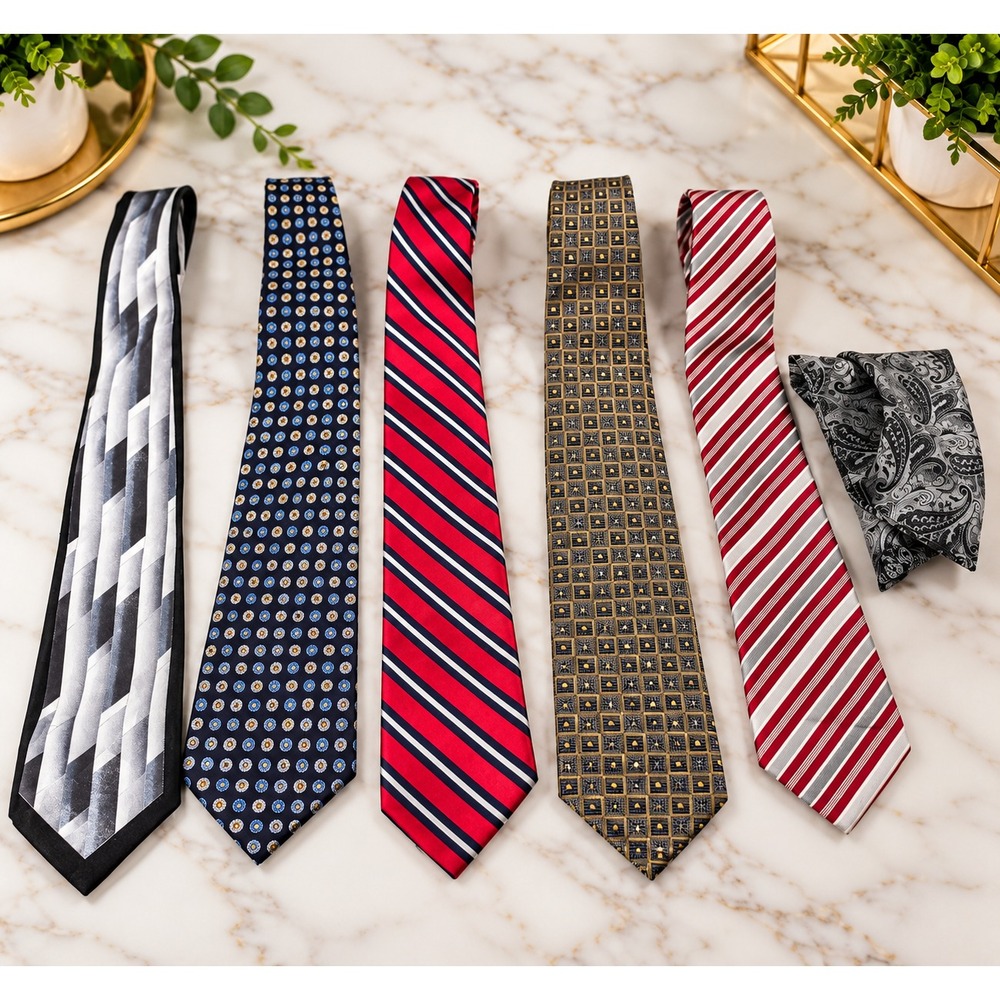 Men's Designer Tie Bundle – Mara, Peach, Nautica, Zanzara & George Martin (5 Tie
